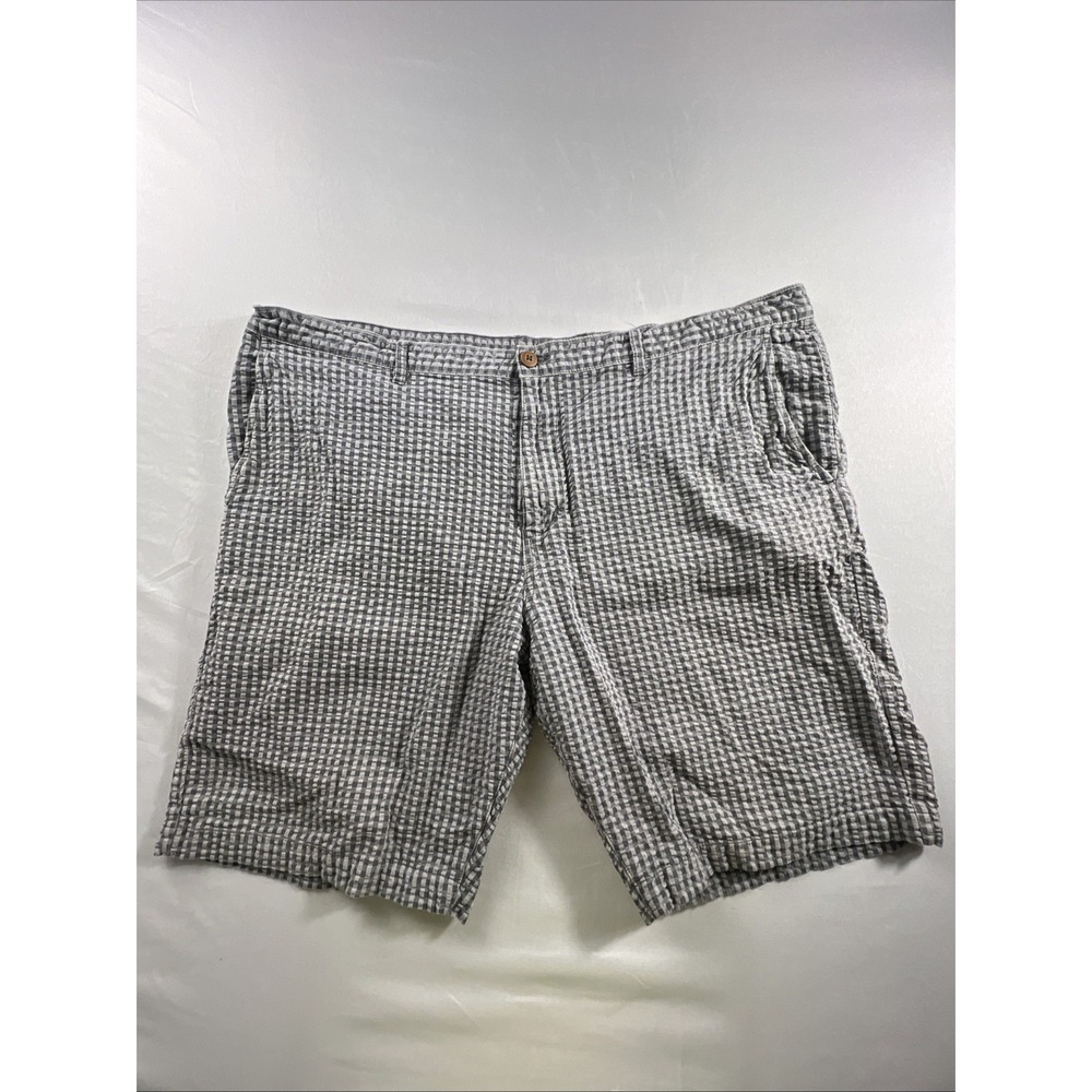 Tommy Bahama Seersucker Shorts Mens 44 Gray Gingham Check 100% Cotton Casual